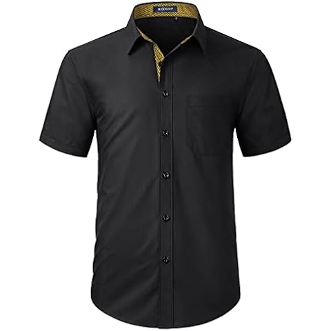 HISDERN Camisa de Manga Corta Negra para Hombres Cover