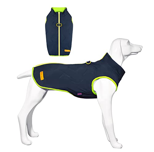 Hundemantel,Winter-Hundemantel für Große Hunde,Dicke Hundejacke mit Leinenloch und Reißverschluss mit Reflektierendem Rand,Warmer Wintermantel für Kleine,Mittel,Große Hunde,Marineblau XL Cover