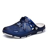 NANOXUEW Men's Perforated Shoes Fashionable Casual Sandals Breathable Soft Shock-absorbing, non Slip Slippers Outdoor Beach Swimming Pool Courtyard., 8, Blue