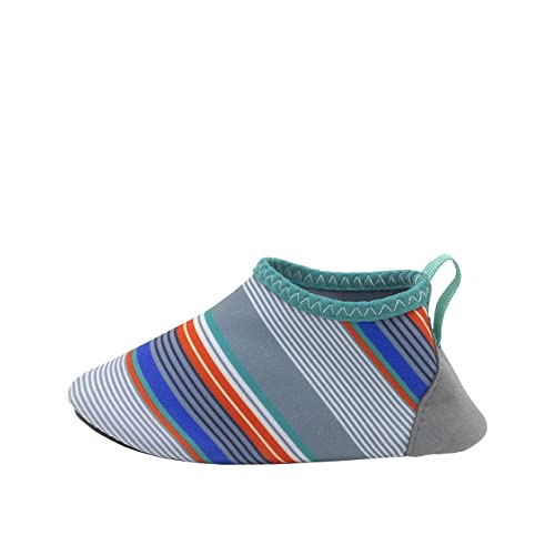 Robeez Kids Aqua Shoes Boys & Girls Slip Resistant Neoprene Water Shoes For Summer, Beach, Pool - Summer Stripes Grey - 18-24 Months #TOP1