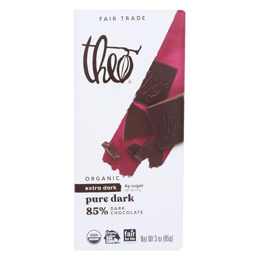 Theo Pure Organic Dark Chocolate Bar, 85% Cacao, 1 Bar | Vegan, Fair Trade