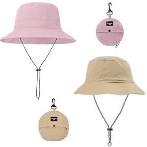 Sun Hats for Women, Foldable Sun Hats for Women, Summer Hats for Women, Outdoor Sun Protection, Travel Packable, Foldable Design, 58 cm Brim, Two Colour Options Pink