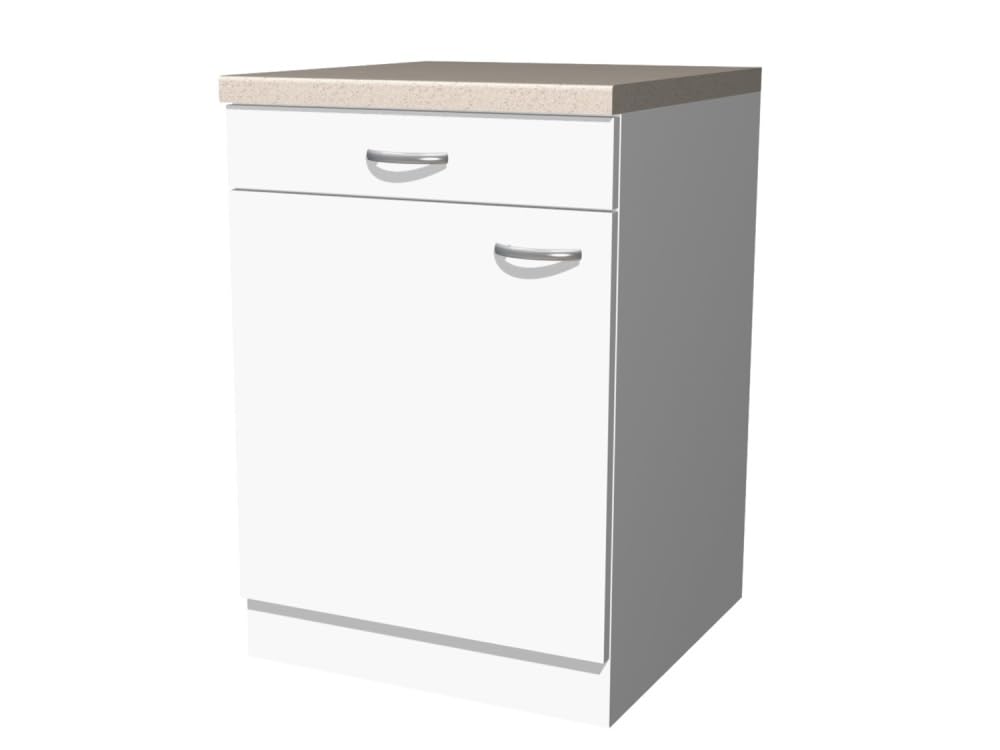 Küchenunterschrank Witus 60 cm mit Arbeitsplatte – Weiß – mit Schublade und Tür