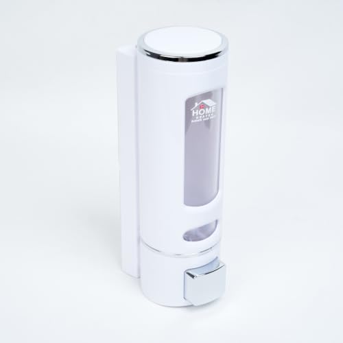 Image of 400ml No-Drill Adhesive Wall-Mounted Soap Dispenser - Durable ABS Plastic Holds Hand Wash - Shower Gel - Sanitizer Compact White Capsule Design for Kitchen - Bathroom Sink (1-Pack)