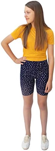 POPINJAY Girls Short Leggings (Navy/White Polka Dot, Small)
