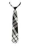 Beautifulfashionlife Unisex Pre-Tied Adjustable Tartan tie (Necktie, Black white)