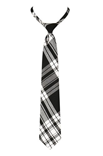 Beautifulfashionlife Unisex Pre-Tied Adjustable Tartan Tie (Necktie, Black White) #TOP16