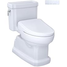 TOTO WASHLET+ Eco Guinevere Elongated 1.28 GPF Universal Height Toilet, S7A Classic Bidet Seat with AutoFlush and Auto Open/Close, Cotton White - MW9744734CEFGA#01