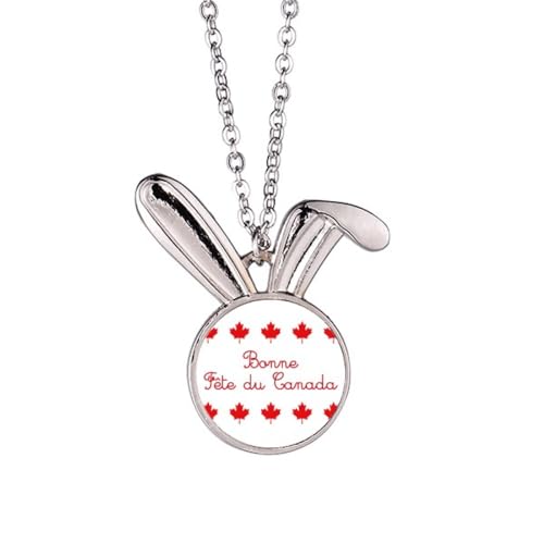Collier lapin en érable rouge Happy Canada Day parfait pour vos soirées à thème