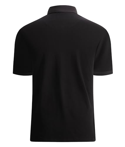 Alex Vando Mens Polo Shirts Short Sleeve Regular Fit Fashion Designed Shirt,Black,L