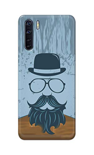 Image of PRINTFIDAA Mustache Beard and Hairstyle Hipster in Glasses Printed Designer Hard Case for Oppo F15 / Oppo A91 / Oppo F15s / Oppo Reno 3, CPH2001, CPH2021 Back Cover -(e) RPM1002
