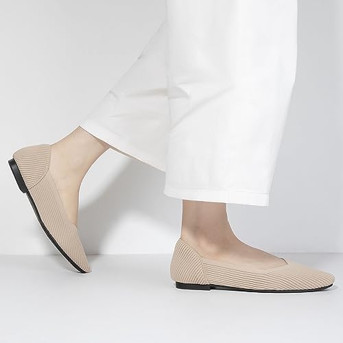 Zelaprox Women's Flats Shoes Comfort Knit Dress Flats Round Toe Ballet Flats with Memory Foam Softable Slip on Casual Work Office Flats4