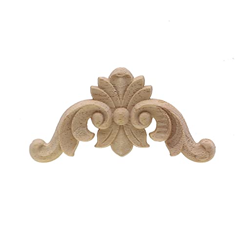 1 pièce unique en bois sculpté à motif floral naturel - Pour travaux manuels, appliques d'angle, cadre, mur, porte, meubles - 4 cm x 4 cm Cover