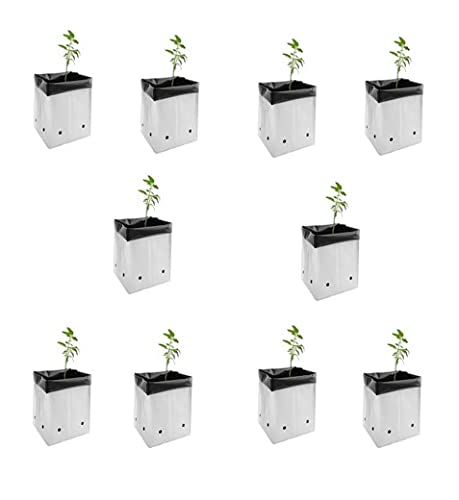 Image of ZEONELY MART Poly Grow Bags | LDPE UV Resistant Grow Bags for Terrace Gardening | Plant Covers for Home Gardening | Nursery Covers for Vegetable and Flowering Plants. (White 16x16x30 Cms Qty-10 Pcs)