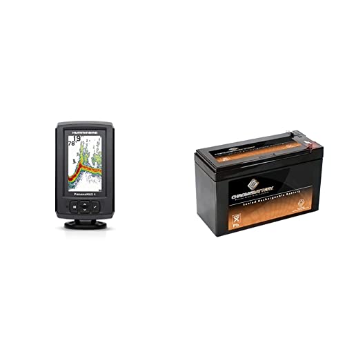 Humminbird 410150-1 PIRANHAMAX 4 Fish Finder,Black & Chrome Battery 12V 7AH SLA Rechargeable Replacement Battery for UPS Back Up, Fish Finder