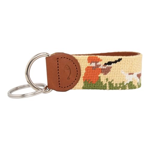 Image of Leather Hand-Stitched Needlepoint Key Fob or Key Chain
