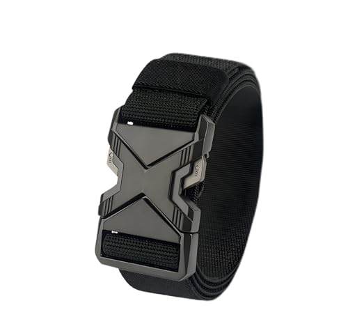 1.5 Inch Wide - Tactical Belt with Quick-Release Buckle, Military Style Polyester fiber elastic waistband, Black ﻿