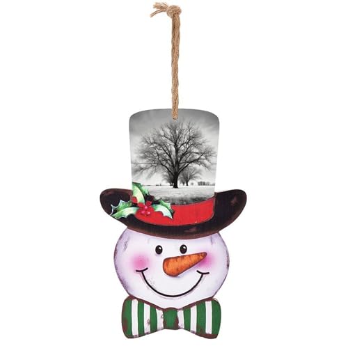 Arbre noir et blanc imprimé sur planche bois déco Noël maison - 2