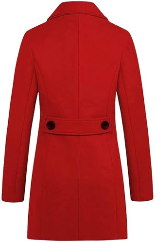 Image of chouyatou Women Elegant Notched Collar Double Breasted Wool Blend Over Coat