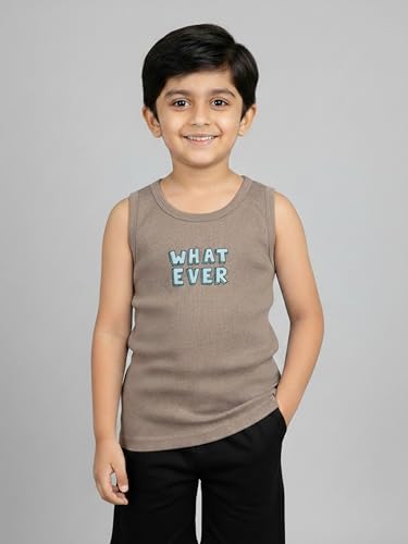 Image of KiddoPanti Boys 100% Cotton Vest Pack of 3 | Cotton 1x1 Rib Knit Sleeveless Innerwear | Soft & Breathable Kids Vest