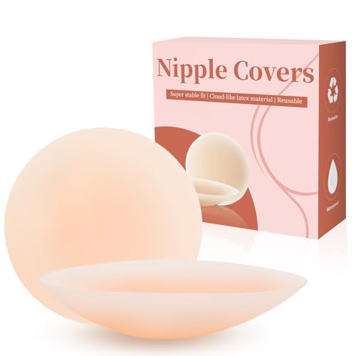 Image of VSRSUKE® Pasties Nipple Covers for Women,Silicone Nipple Covers Reusable with Travel Box,Washable Invisible Breast Petals Beige