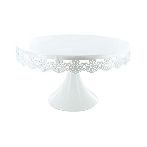 Présentoir gâteau blanc broderie Ø 30 cm