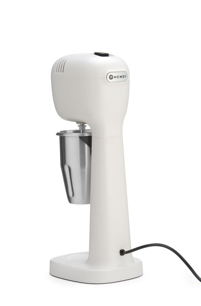 HENDI Mixeur Professionnel de Boissons, Aérateur de Boissons Légères, Frappés, Cappuccinos Glacés, 2 Gobelets et 4 Agitateurs Inclus, 230V/400W, 170x196x(H)490mm, Blanc