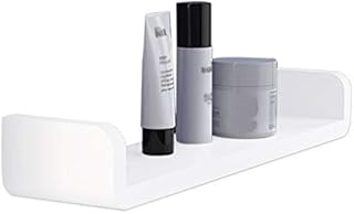 KUNGYO Plastic White Wall Mounted Bathroom Wall Shelf - Suction Rustic U Shaped Floating Shelves Bathroom Organizer Shower Caddy (Large)