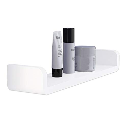 KUNGYO El Plastico Blanco Estante Montado en la Pared de la Pared del Cuarto de Baño, SucciÓN RÚStico en Forma de U Estantes Flotantes Baño Organizador Ducha Caddie (Grande) Cover