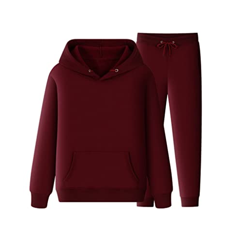 Survêtement d'hiver en polaire rouge vin pour homme en taille XL Kiioouu