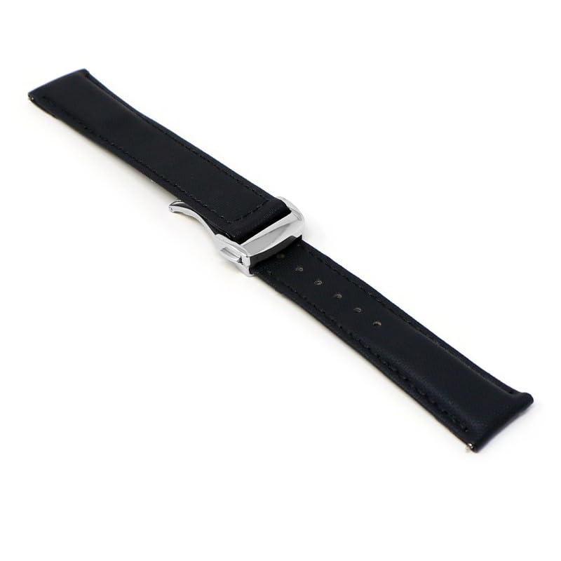 DASSARI Sailcloth Nylon Watch Band Strap with Deployant Clasp - Black - 22mm - Polished Silver