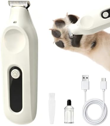 HOAMZ Hundeschermaschine-Pfotentrimmer für Hunde mit LED-Beleuchtung, geräuscharm, LCD-Display, USB-Aufladung, leicht zu transportieren, geeignet für alle Körperteile von Hunden un