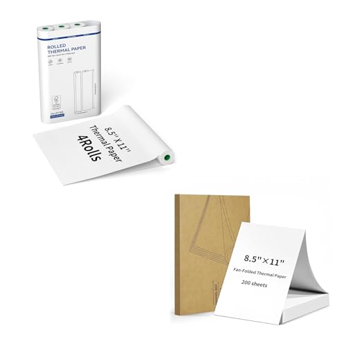 Gloryang US 4 Roll Thermal Paper & 200 Sheets Fan-fold Paper