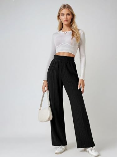 Image of KOTTY Womens Solid Pull ON Eerie Black Casual Pants