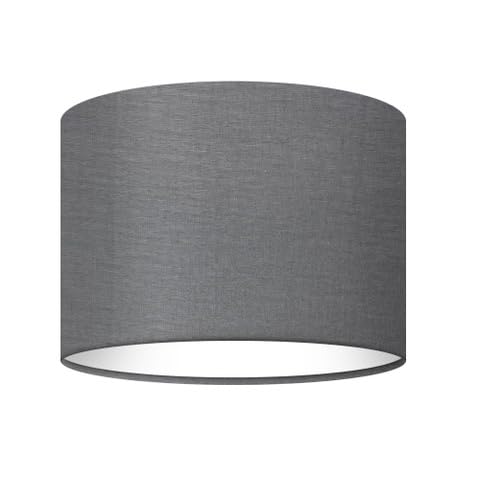 Charcoal Grey Textured 100% Linen Drum Lampshade