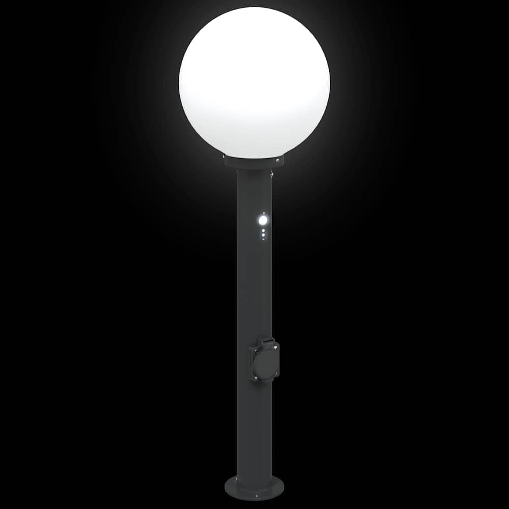 Lampa słupkowa z czujnikiem i gniazdem 80 cm czarna IP44 lampa zewnętrzna