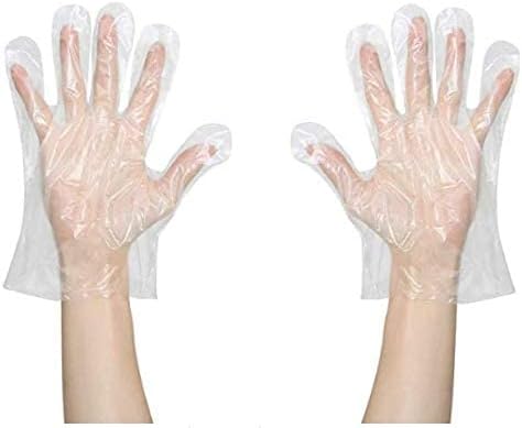 Happyyami 200pcs Disposable Plastic Gloves Clear Safety Waterproof Gloves Medium Anti-Touch Gloves for Cooking Cleaning Food Preparation Hair Dye