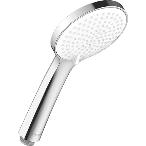 Duravit Universal pommeau de douche avec 3 types de jets (Rain, Intense Rain, Soft Rain), Tête de douche ronde (Ø 110 mm), avec fonction permettant d'économiser l'eau, facile à nettoyer, chromé/blanc