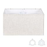 OUTON Beige Large Rectangular Lamp Shades for Floor Lamps, 14' Top x 8' Bottom x 9' High, Easy to Assemble, Replacement Linen Lampshades for Table Lamps & Bedside Lamps, Beige (1.65' Spider)