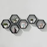 THOUGHTFUL GIFTS Hexagon Floating Shelves Set of 6, Honeycomb Shelves, Wall Mounted, Display Shelf,