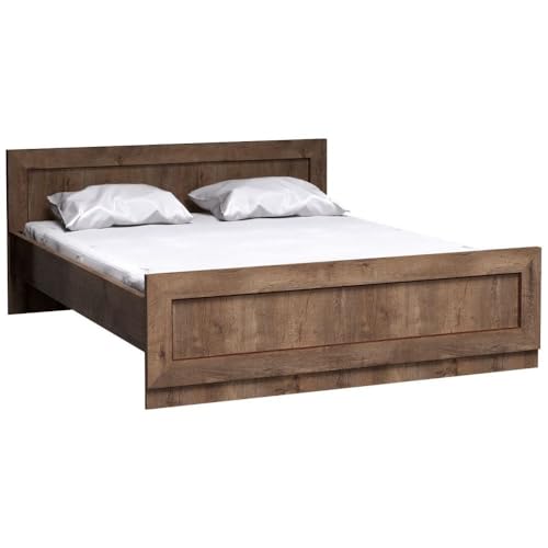 Lomadox Doppelbett rustikal Bettgestell Federholzrahmen 160x200cm Liegefläche Lefkas Eiche 170x80x206,5 cm