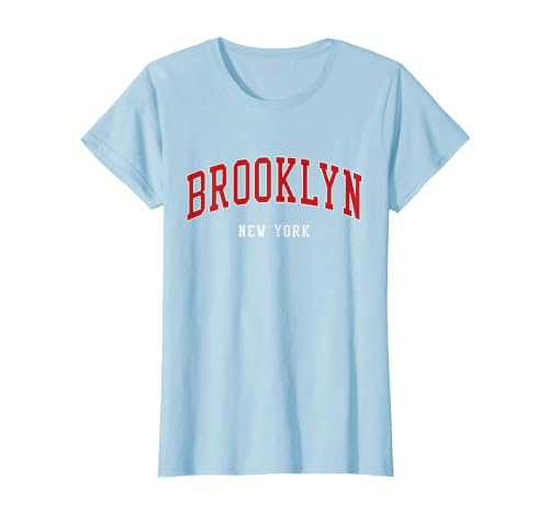 Brooklyn New York Varsity Sports Style T-Shirt, Women, Baby Blue, X-Large