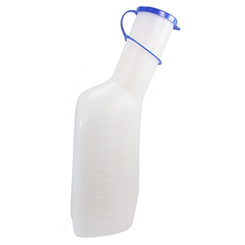 Urinflasche für Männer, Beschreibung:Durchscheinend mit blauem Deckel Cover