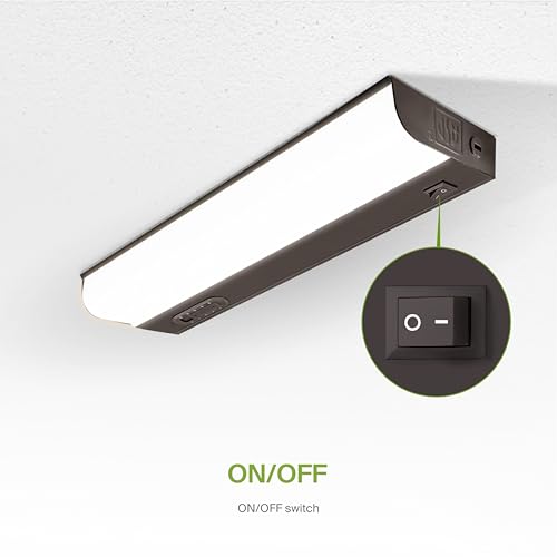 Image of ASD LED Under Cabinet Lighting Hardwired, 12 Inch 5W 2700K-5000K Selectable, 442LM, CRI90+, Direct Wire Linkable Under Counter Lights for Kitchen, Dimmable Under Cabinet Lights, Bronze, UL Certified