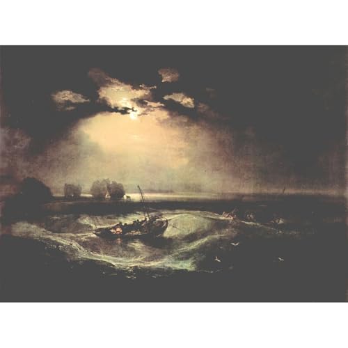 Impression sur toile Turner pêcheur en mer 61x45.7cm roulée pour décoration murale de salon