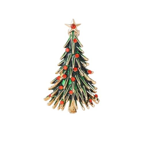 Broche de árbol de Navidad con diamantes de imitación brillantes para solapa