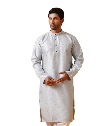Sojanya (Since 1958 Men'S Silk Bend Krochet Thread Embroidered Long Kurta
