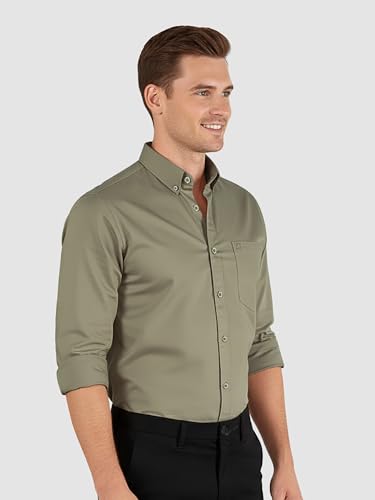 Image of Beyoung Oxford Cotton Shirt for Men | Premium Oxford Fabric | Regular Fit | Button-Down Collar