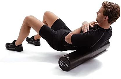 66fit EPP Foam Roller 15cm Diameter Black - Physio Pilates Yoga Trigger Point Massage