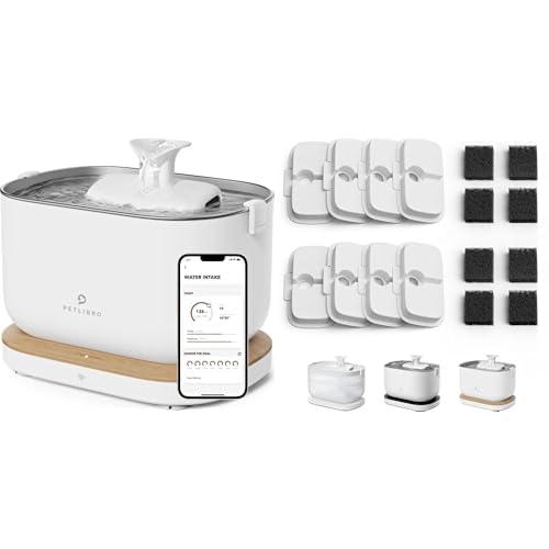 Bundle of PETLIBRO App Cat Water Fountain, 2.5L/84oz Dockstream Pet Fountain for Cats Inside with 2.4GHz Wi-Fi + PETLIBRO 8 Pack Replacement Filters for Dockstream Cat Water Fountain